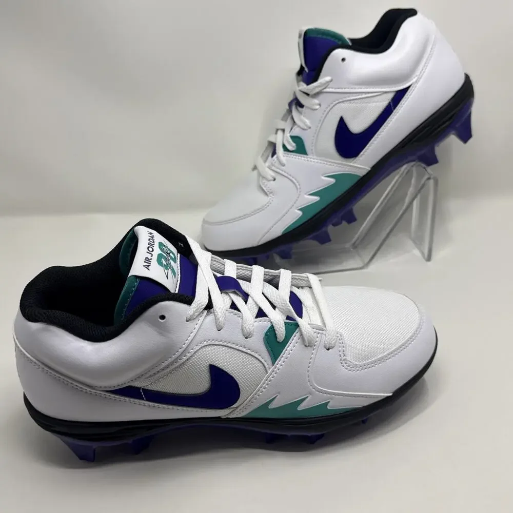 Air Jordan Stadium 90 Low 'Grape' White Football Cleats, Size 9.5 HQ0210-105